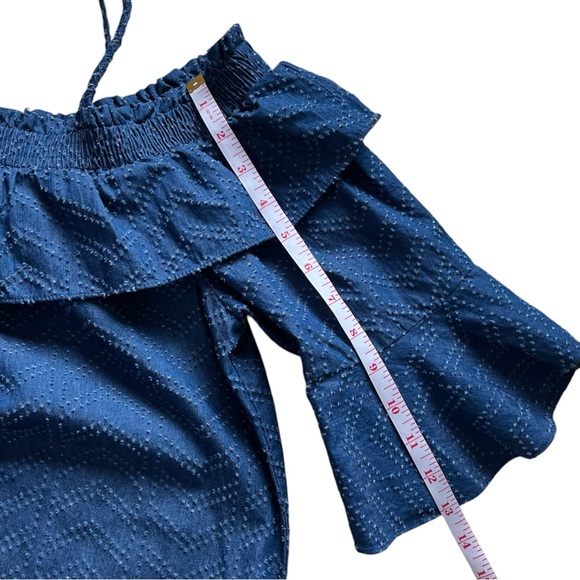 Vivi By Violet Weekend Women Cottagecore Off Shoulder Dress Blue Sz XL Cotton - Picture 8 of 11